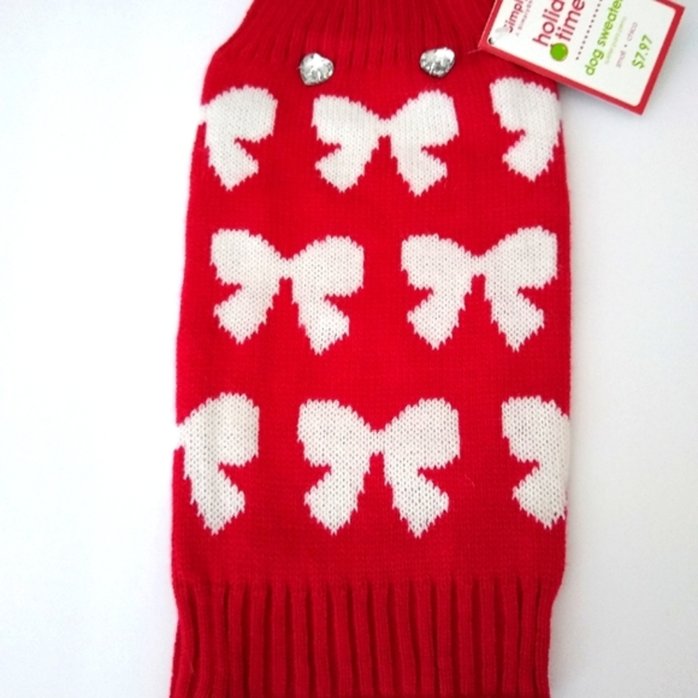 Simply dog, dog sweater, puppy sweater, knit red sz S